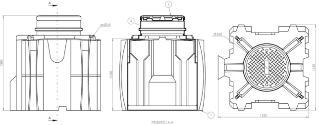 Studnia kablowa VENKON SK-1250 - wymiary